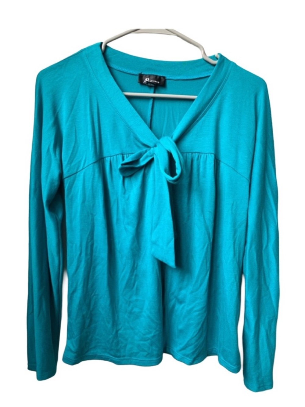AB STUDIO Women’s Teal Blue Green 3/4 Sleeve Tie Front Closure Cardigan